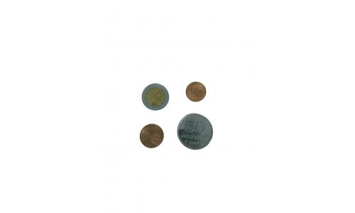 Kit 04x Moedas Cruzeiro / Euro / Nuevos
