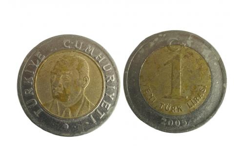 Moeda 1 Lira Turca 1 Turkiye 2005