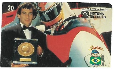 Cart�o Telef�nico Ayrton Senna (Senninha) 1991 com Trofeu de Campe�o