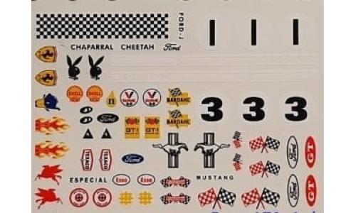 Autorama Estrela - Decalque 1960 Chaparral/Mustang/Cheetah/Ford