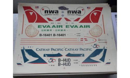 Decalque Avi�o NWA EVA AIR Cathay Pacific